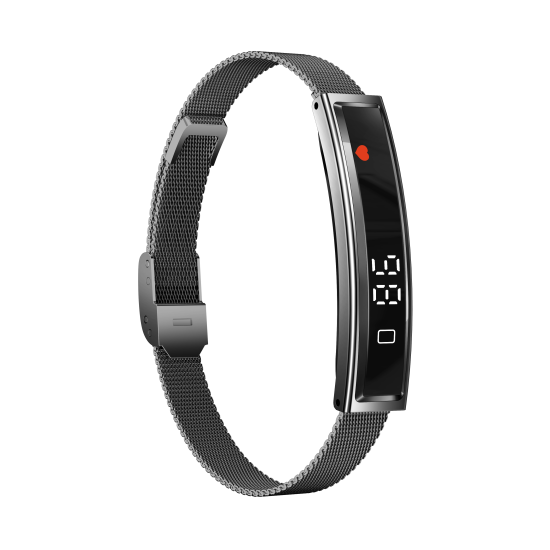 Fontastic Smart-Armband &ndash; stylisches Fitnessband elegant wie Schmuck, Display, Metallband schwarz