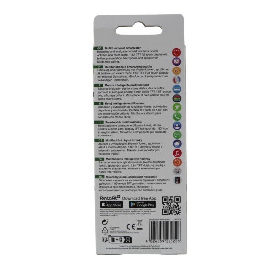 Fontastic Smartwatch Nexo 1.83&ldquo; Display, schwarz Herzfrequenz, Freisprechfunktion, Musik Steuerung