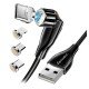 540° Magnetic USB Charging & Data Cable black 8-PIN+Type-C+MicroUSB, 1,2M, IPX5 compliant
