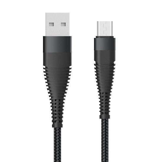 Datenkabel Elox USB-A>Micro-USB 0,5m schwarz Stecker Alu-Gehäuse, Kabel Nylon-Ummantelung