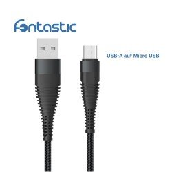 Datenkabel Elox USB-A>Micro-USB 1,5m schwarz Stecker Alu-Gehäuse, Kabel Nylon-Ummantelung