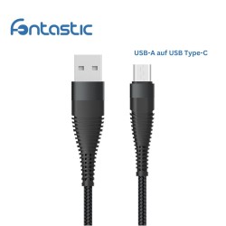 Datenkabel Elox USB-A>USB Typ-C 0,5m schwarz Stecker Alu-Gehäuse, Kabel Nylon-Ummantelung