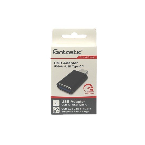 Adapter USB-A to Type-C, black USB 3.2 Gen1 5GB/s,Fast charge capable, Al-housing