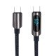 Data Cable with Digital Display Typ-C > Typ-C 1.2m Zinc Alloy Housing + Braided Cable, 60W, max.3A Data Cable with Digital Display Typ-C > Typ-C 1.2m Zinc Alloy Housing + Braided Cable, 60W, max.3A