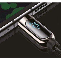 Datenkabel mit Digitalanzeige Typ-C > 8 PIN 1.2m Alu-Gehäuse, Kabel Nylon, 20W, max.2,22A, Kuva, sw