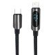 Data Cable with Digital Display Typ-C > 8 PIN 1.2m Zinc Alloy Housing + Braided Cable, 20W, max.3A