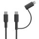 Fontastic 2in1 Data Cable Type-C >Type-C +Lightnig PD 60W, Fast Charge comp., TPE, 1m, "Dua", black