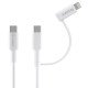 Fontastic 2in1 Data Cable Type-C >Type-C +Lightnig PD 60W, Fast Charge comp., TPE, 1m, "Dua", white