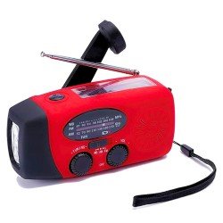 Fontastic Solar, Dynamo AM/FM Kurbelradio, rot/sw Notfall SOS-Alarm, Outdoor Notstromquelle, T-Lampe