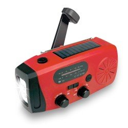 Fontastic Solar, Dynamo AM/FM Kurbelradio, rot/sw Notfall SOS-Alarm, Outdoor Notstromquelle, T-Lampe