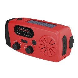 Fontastic Solar, Dynamo AM/FM Kurbelradio, rot/sw Notfall SOS-Alarm, Outdoor Notstromquelle, T-Lampe