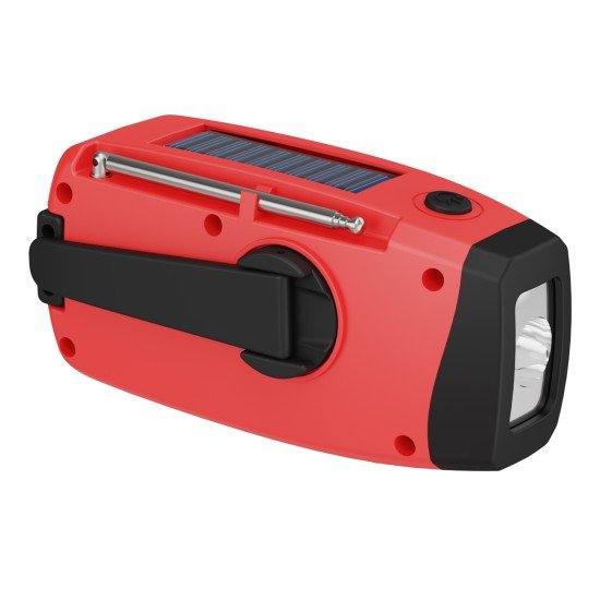 Fontastic Solar, Dynamo AM/FM Kurbelradio, rot/sw Notfall SOS-Alarm, Outdoor Notstromquelle, T-Lampe
