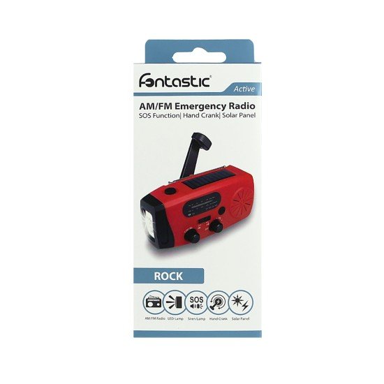 Fontastic Solar, Dynamo AM/FM Kurbelradio, rot/sw Notfall SOS-Alarm, Outdoor Notstromquelle, T-Lampe