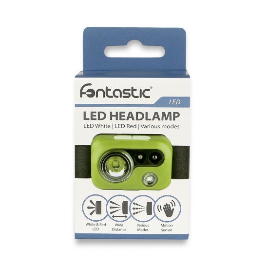 Fontastic LED Stirnlampe "Goyo", Wiederaufladbar Leichtgewicht, verschiedene Leuchtmodis, IPX4 grün