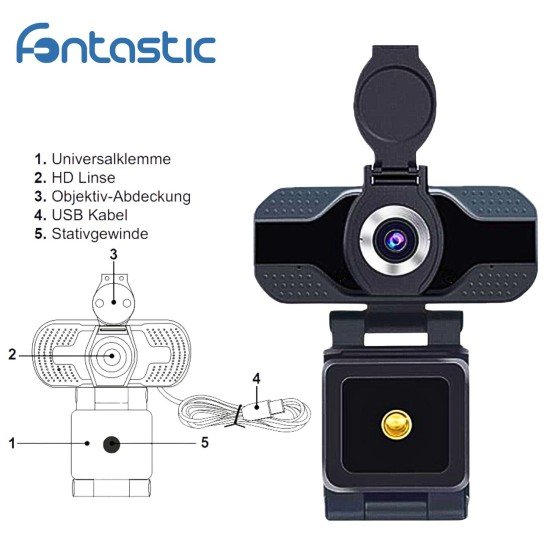 WEB Cam 1080P Full HD with Microphone USB Plug & Play, Lens cover, black WEB Cam 1080P Full HD with Microphone USB Plug & Play, Lens cover, black