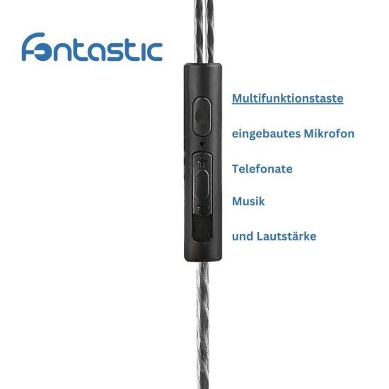 In Ear Headset Duett, with Dual Driver, black 3-Button-Remote, Mic, Ear Gel Kit