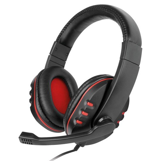 Gaming Headset NoXx, 2M Cable, black / red Microphone, Vol Control, incl PC AUX Y-Splitter