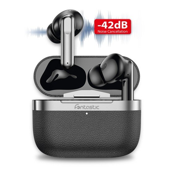 Fontastic TWS Headset “Aura” Hybrid ANC ENC white -42dB Noise Reduction, 6 Mic, Wireless Charging