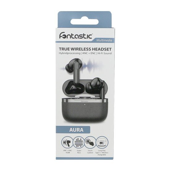 Fontastic TWS Headset “Aura” Hybrid ANC ENC white -42dB Noise Reduction, 6 Mic, Wireless Charging