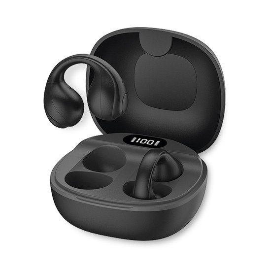 Fontastic OWS Wireless Open Ear Headphones black Comfortable, Touch Control, Charging Case “Active"