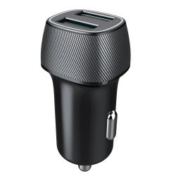 Kfz-Ladeadapter "Picco" 12Watt schwarz 2x USB-A Anschlüsse 5V/2.4A , Gehäuse Carbon-Optik