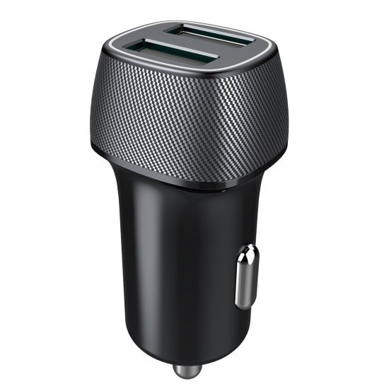 Kfz-Ladeadapter "Picco" 12Watt schwarz 2x USB-A Anschlüsse 5V/2.4A , Gehäuse Carbon-Optik Kfz-Ladeadapter "Picco" 12Watt schwarz 2x USB-A Anschlüsse 5V/2.4A , Gehäuse Carbon-Optik
