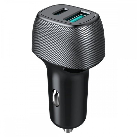 Car charger USB-A Fast Charge 3.0 + Type-C PD 36W Dual Port, DC 12-24V, black