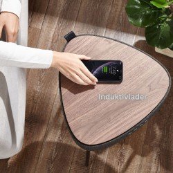 Wireless Speaker Mesu, Table Design black + Walnut Exceptional Sound Experience, Wireless Charging