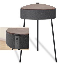 Wireless Speaker Mesu, Table Design black + Walnut Exceptional Sound Experience, Wireless Charging