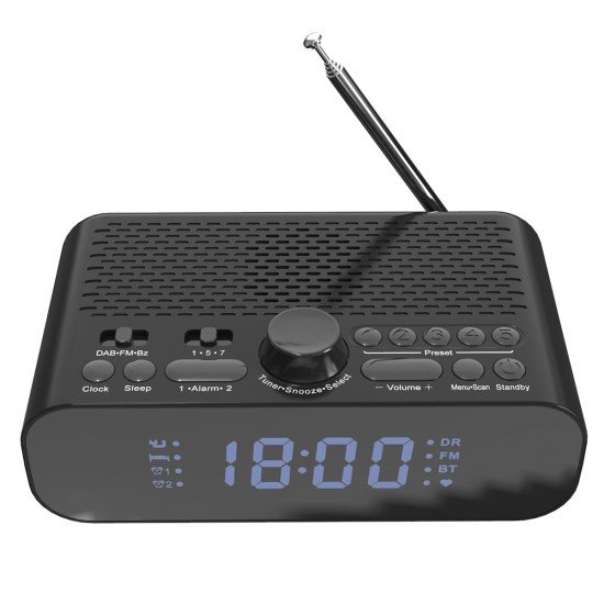 DAB+/FM Radiowecker und Drahtloser Lautsprecher sw Großes Display, Senderspeicher, eingebauter Akku DAB+/FM Radiowecker und Drahtloser Lautsprecher sw Großes Display, Senderspeicher, eingebauter Akku