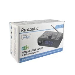 Digital DAB+/FM clock radio and wireless speaker Large display, DAB Presets, integrated battery