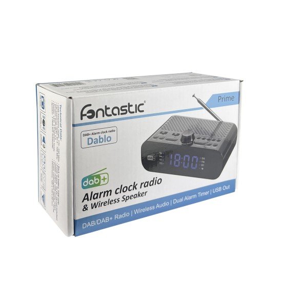 DAB+/FM Radiowecker und Drahtloser Lautsprecher sw Großes Display, Senderspeicher, eingebauter Akku DAB+/FM Radiowecker und Drahtloser Lautsprecher sw Großes Display, Senderspeicher, eingebauter Akku