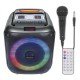 Drahtloser Party-Lautsprecher, 60W, Mikrofon & LED Karaoke, TWS, FM-Radio, USB & Kartenleser, schwarz
