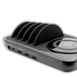 All-in-One Charging Station Casa+ 50W black QC3.0, with detachable Wireless Charger