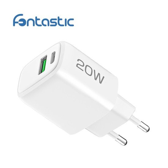AC Charger Ovin, USB-A FC3 + Type-C PD20W white Power Delivery, Fast Charge 3 TÜV / GS certificate