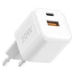 AC Charger MINI GaNto 20W Type-C PD + USB-A FC Ultra-compact, intelligent charging PPS, white