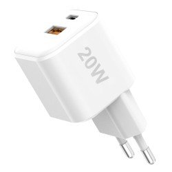 AC Charger MINI GaNto 20W Type-C PD + USB-A FC Ultra-compact, intelligent charging PPS, white