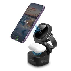 Wireless charging station Qumag GaN technology 65W Compact design, All-In-One, FC, PD, PPS, black