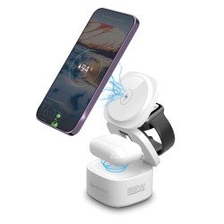 Wireless charging station Qumag GaN technology 65W Compact design, All-In-One, FC, PD, PPS, white