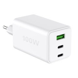 Fontastic AC Charger GAN 100W, 2 x Type-C + USB-A Power Delivery, Fast Charge, "Zona", white