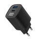 Fontastic Netzteil GaN 30W mit Digitalanzeige, sw Typ-C + USB-A, PD, FC, Leistungsabgabe Anzeige