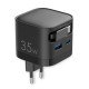 Fontastic 35W GaN Charger with retractable cable Type-C + A Ports, Cable Type-C PD FC “Zap" black
