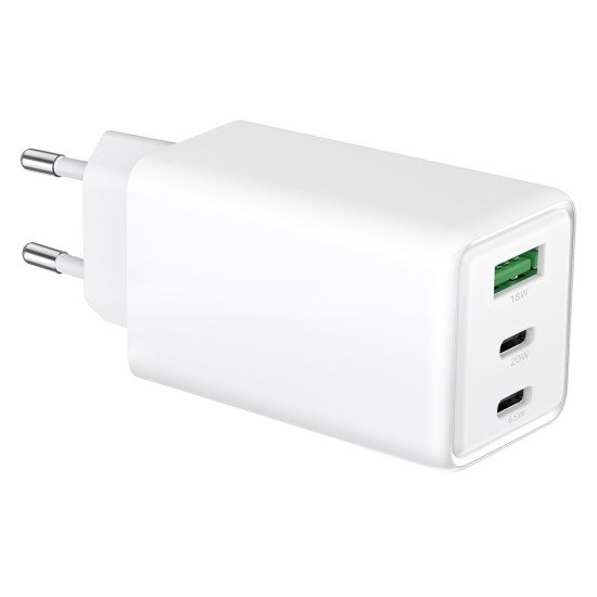 Fontastic Netzteil GAN 65W, 2 x Typ-C + USB-A ws Power Delivery, Fast Charge, Ladesteuerung, “Zono”