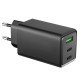 Fontastic AC Charger GAN 65W, 2 x Type-C + USB-A Power Delivery, Fast Charge, "Zono", black