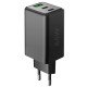 Fontastic AC Charger GAN 65W, 2 x Type-C + USB-A Power Delivery, Fast Charge, "Zono", black