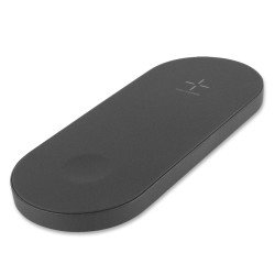 Dual Wireless Charging Pad Black comp. Smartphone & Apple iWatch, Fast Charge 2