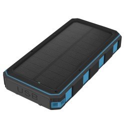 Solar Power Bank Xora20Q with wireless charging 20000mAh, FC, LED Light, 2 x USB-A, 1 x Type-C, bl