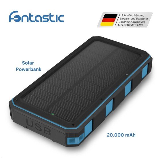 Solar Power Bank Xora20Q with wireless charging 20000mAh, FC, LED Light, 2 x USB-A, 1 x Type-C, bl Solar Power Bank Xora20Q with wireless charging 20000mAh, FC, LED Light, 2 x USB-A, 1 x Type-C, bl