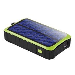 Solar Outdoor Power Bank Crank10 10000mAh black Solar Panels, Hand Crank, Torch, USB-A, Type-C