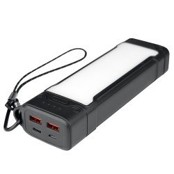 Power Bank with LED Torch Atria20 20000mAh black 3 Brightness Levels + SOS Flash Light USB-A Type-C